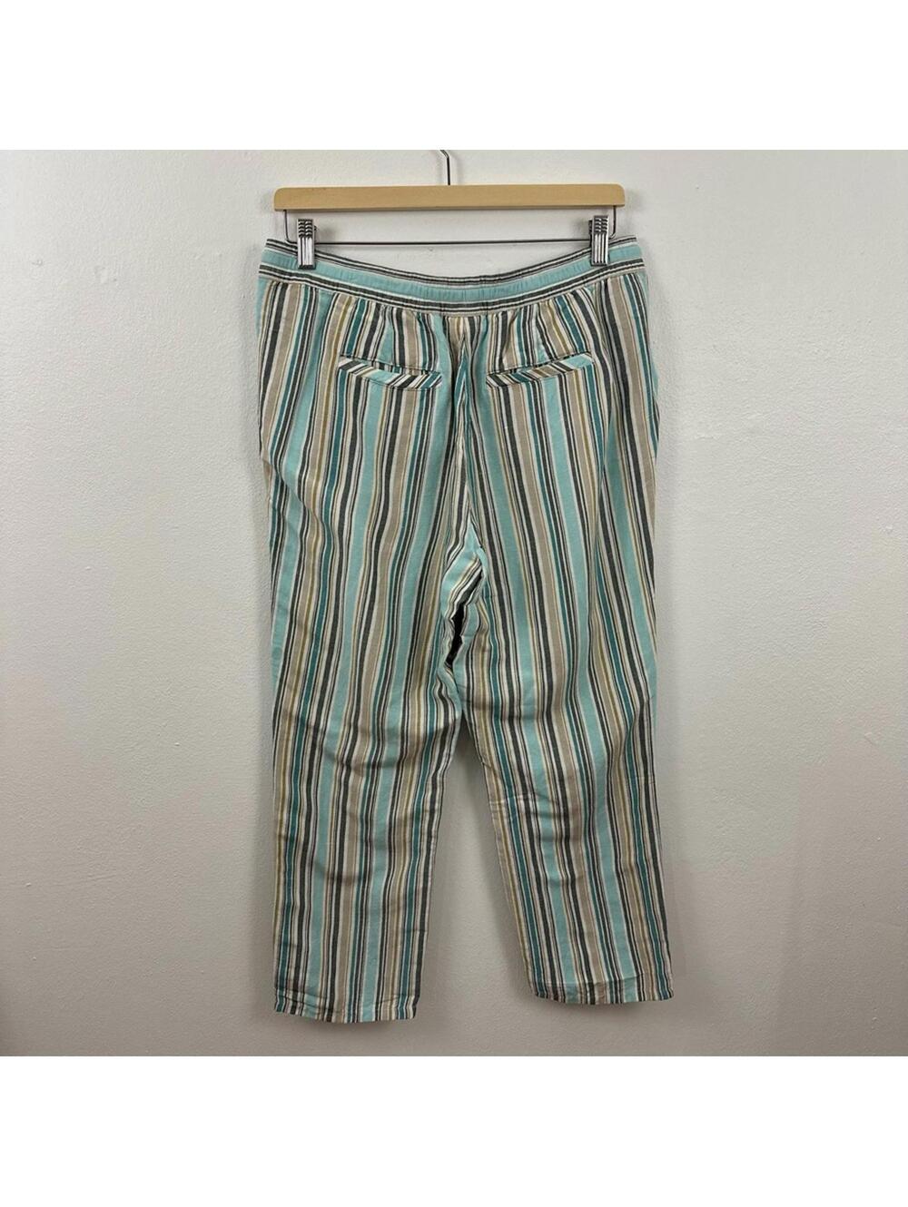 J. Jill Linen Blend Pull On Striped Pants Women's Size SP - Picture 2 of 5